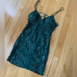 Lulus Emerald Green Glittering Sequin Mini Dress